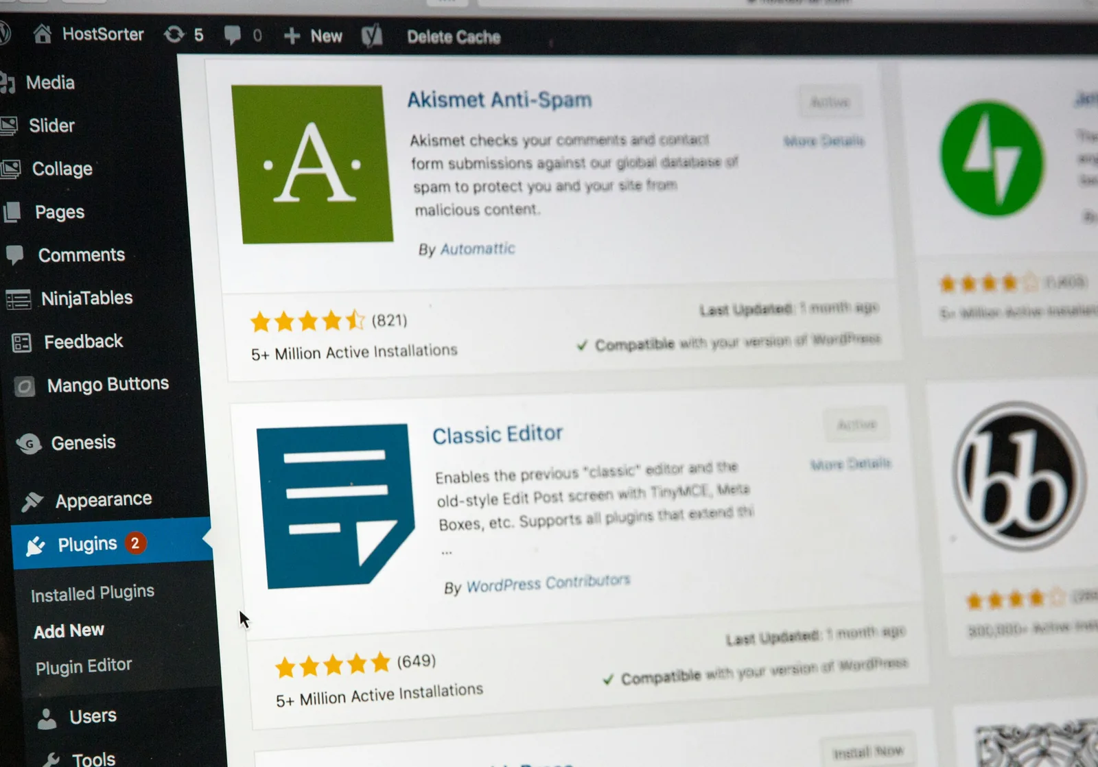 Interface du back-office WordPress, gestion de plugins et contenus pour site internet à Angoulême